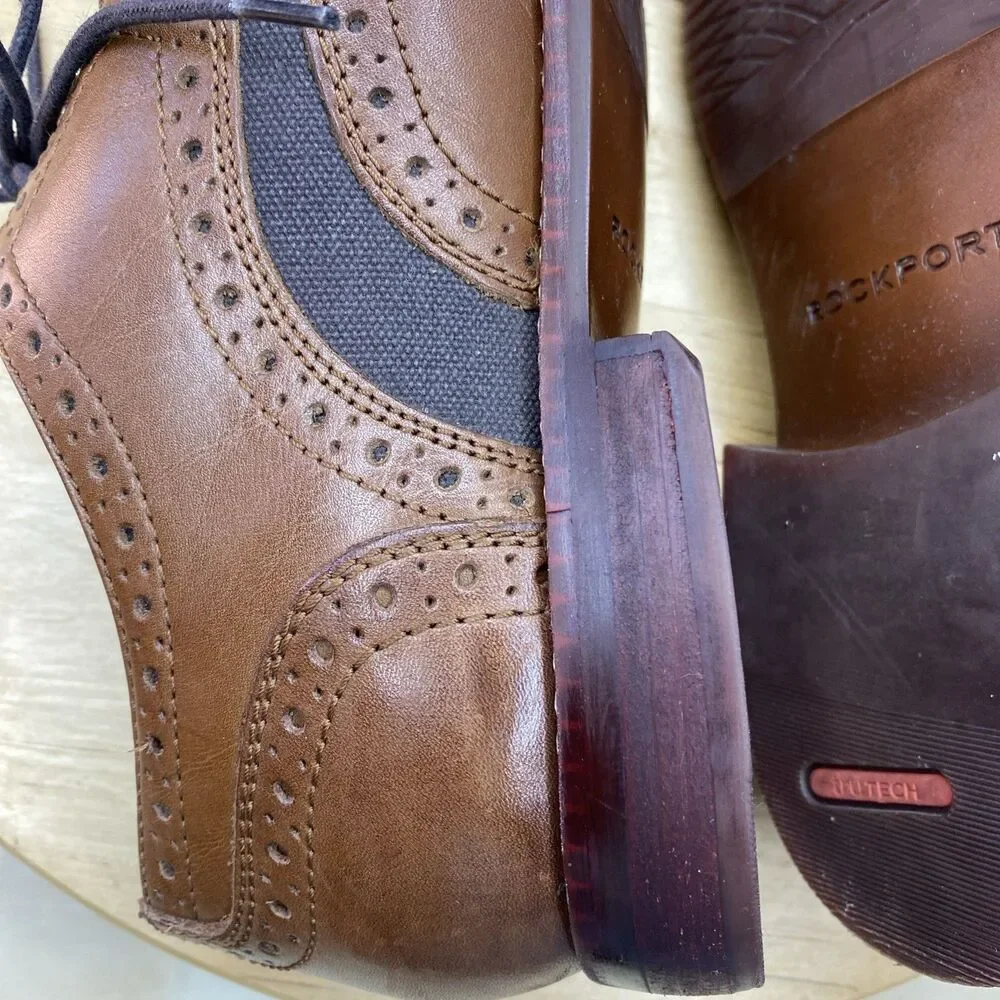Rockport Wingtip Brogue TruTech Leather Mens 10.5 Brown H80044 Dress Shoes